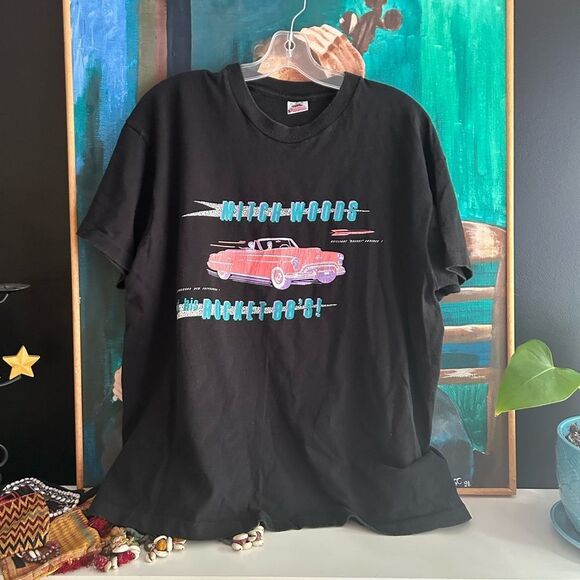 Vtg Mitch Woods Vintage Fruit of the Loom Single Stitch with Red Car Graphic XL - Picture 7 of 16